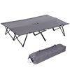 Outsunny 2 Person Folding Camping Cot for Adults, 50" Extra Wide Outdoor Portable Sleeping Cot with Carry Bag, Elevated Camping Bed, Beach Hiking, Gre