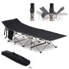 Outsunny Folding Camping Cot for Adults with Carry Bag, Side Pocket, Outdoor Portable Sleeping Bed for Travel, Camp, Vacation, 330 lbs. Capacity, Blac