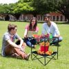 Bosonshop Folding Table, Travel Camping Picnic Collapsible Round Table with 4 Cup Holders and Carry Bag (Black & Blue)